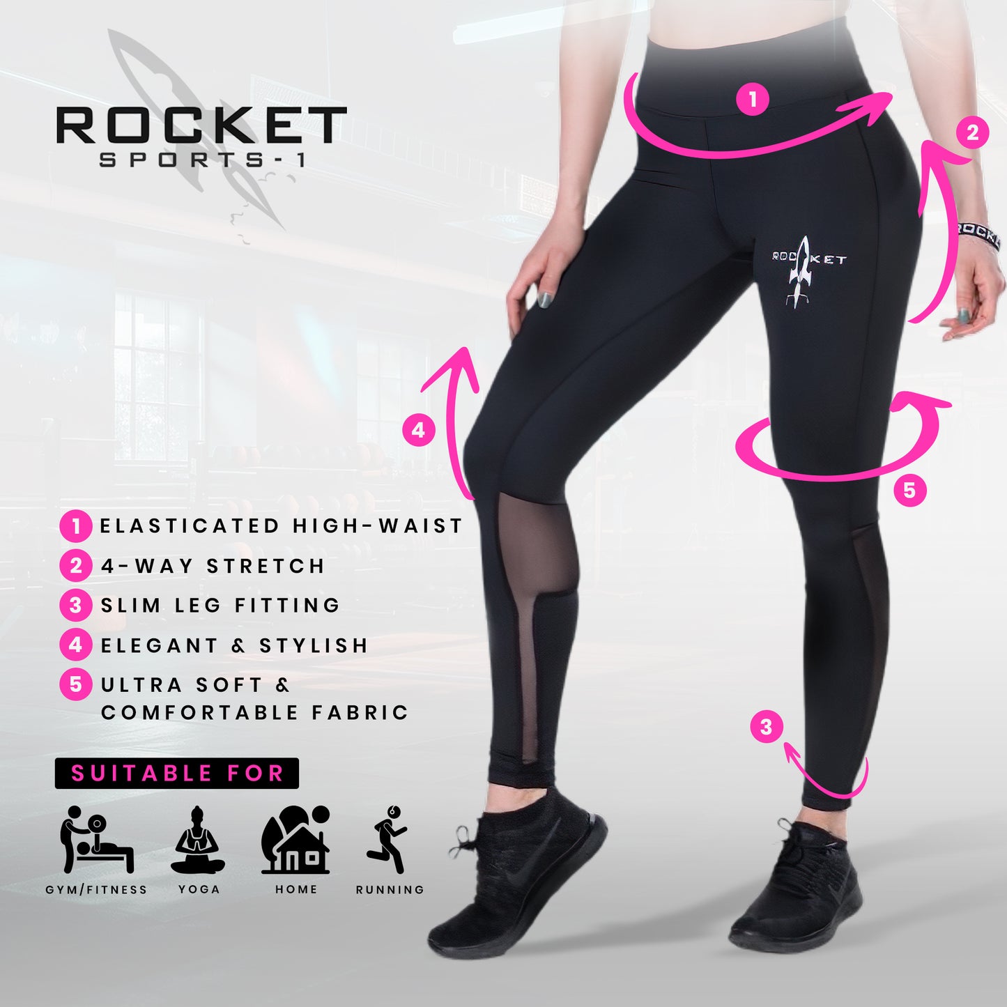 Women's Pro Art Mesh Leggings - Black (Plus Sizes Available)