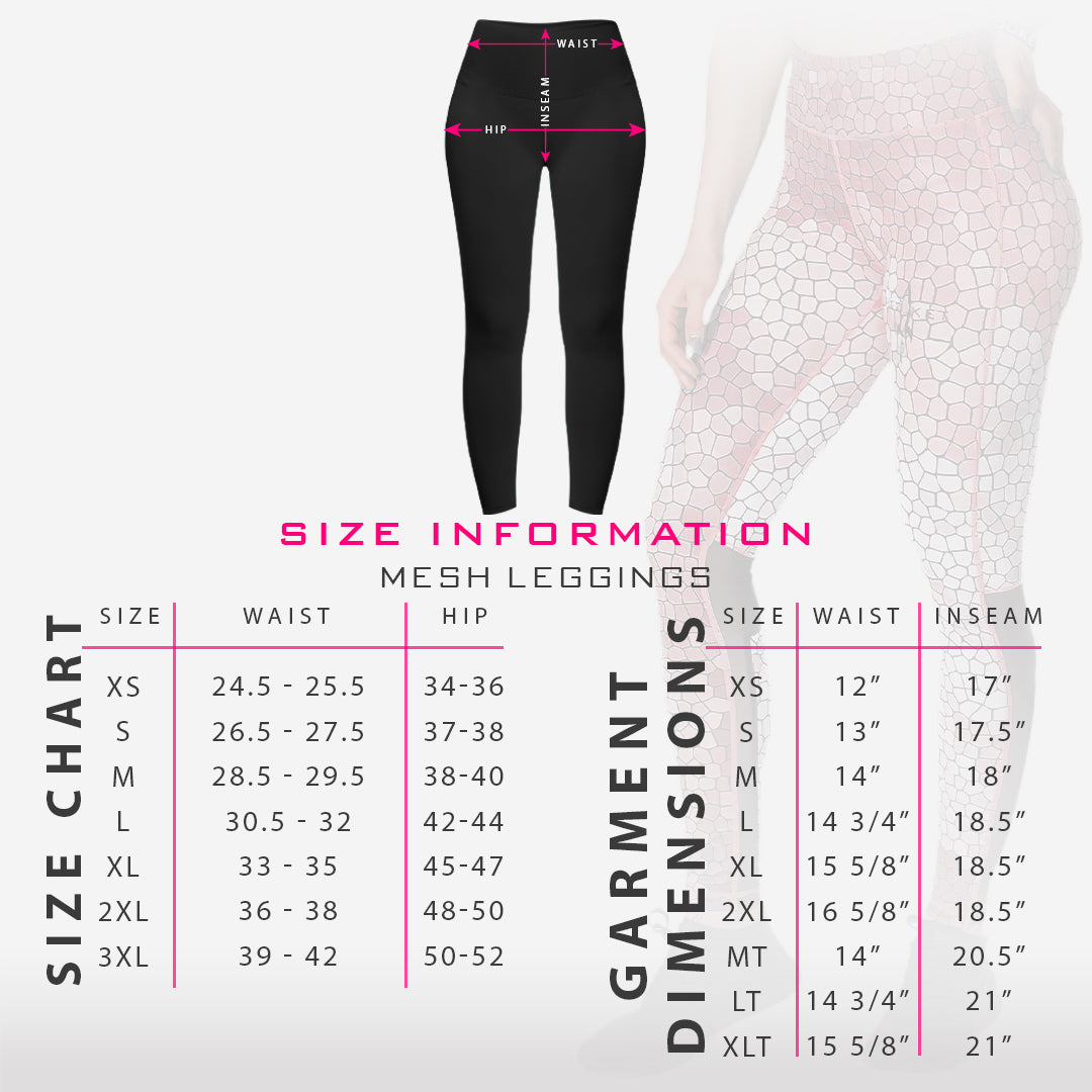 Women's Pro Art Mesh Leggings - Black (Plus Sizes Available)